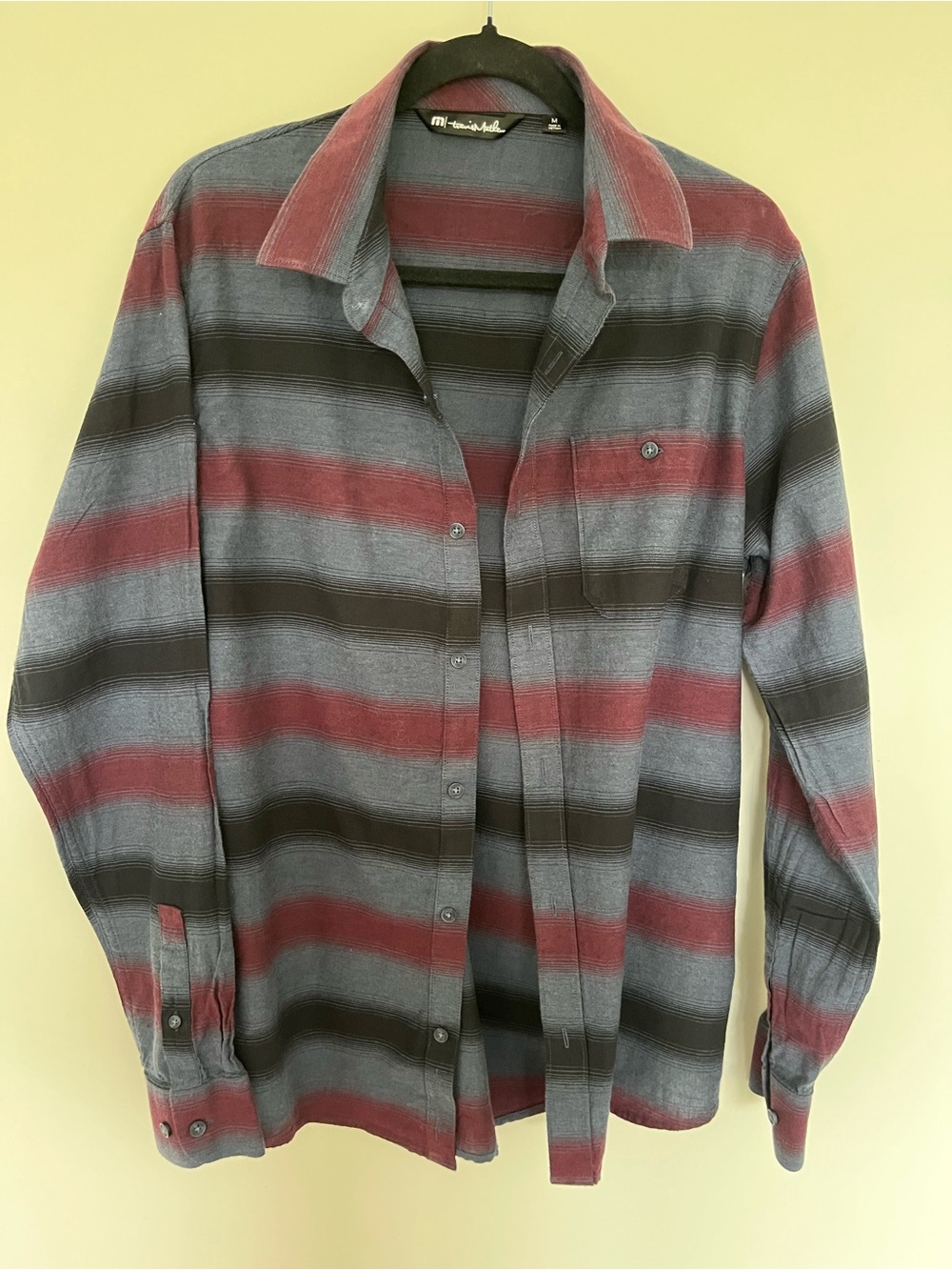 Travis Mathew Men's Striped Button-Down Shirt in Gray & Burgundy